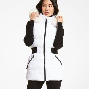 MICHAEL KORS Faux Fur Trim Quilted Vest